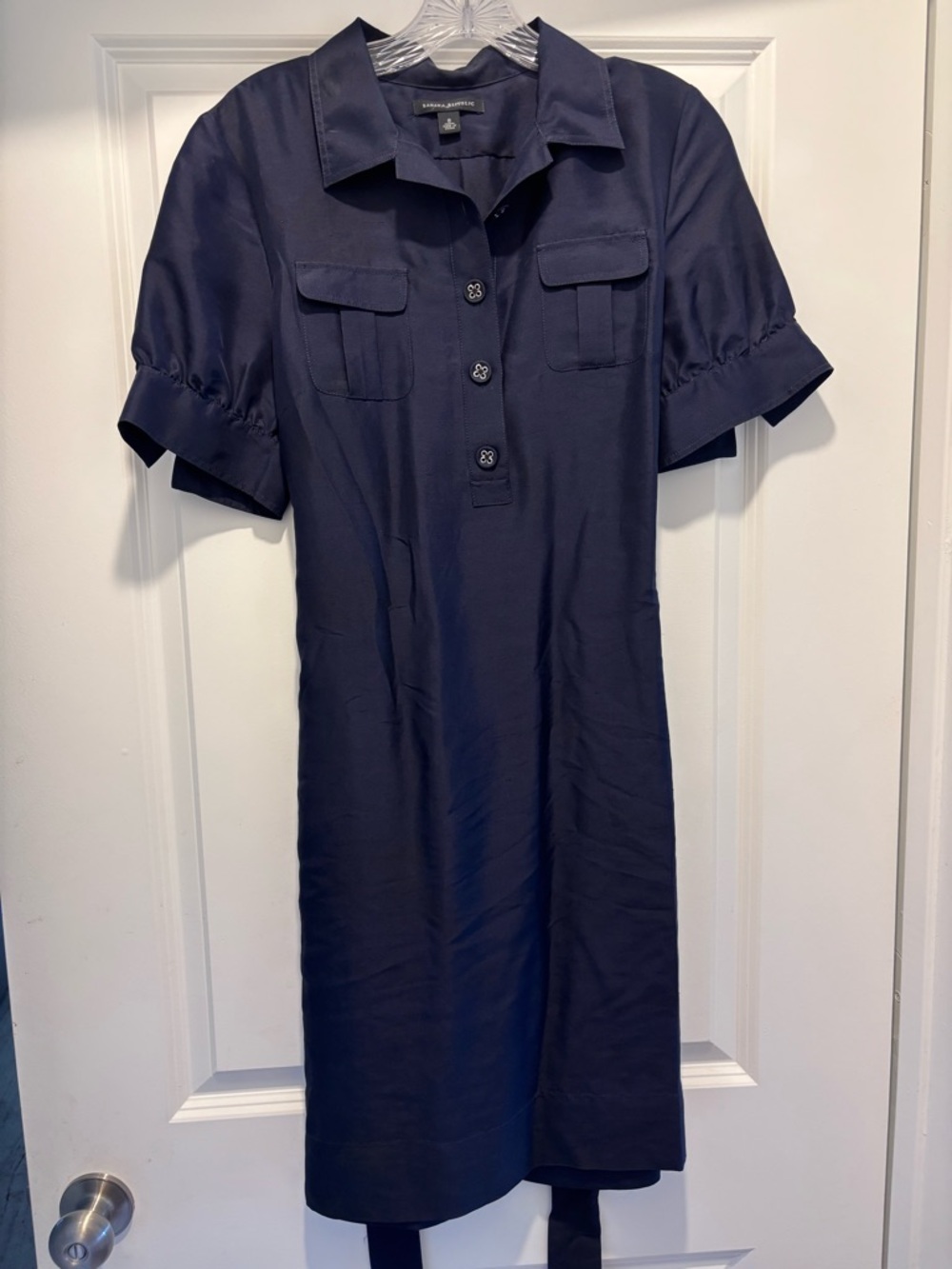 Banana Republic Navy Shirt Midi Dress with Tie Waist - Picture 2 of 6